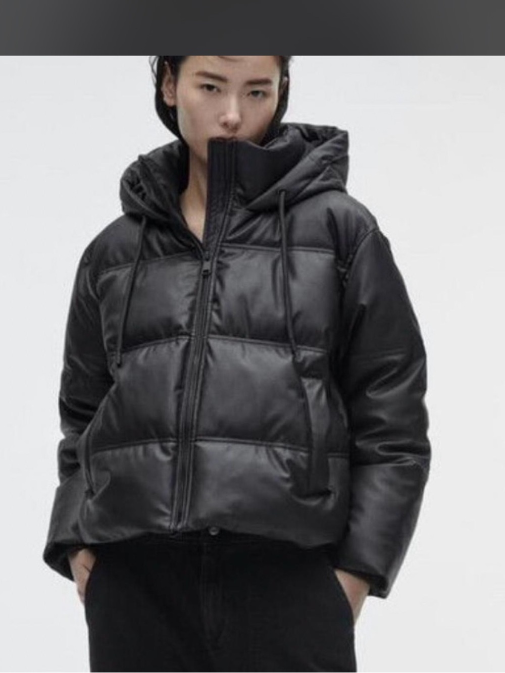 Zara Black Puffer Jacket with Hood